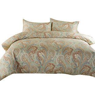 出口复古60支纯棉贡缎被罩全长绒棉单件被套240x260cm230x250定制