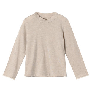 允儿妈女童【天丝羊毛】春秋花边袖口打底衫 儿童春季长袖T恤上衣