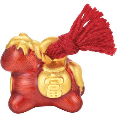 明牌珠宝五彩小富驹硬金串珠 黄金生肖马年转运珠足金手串AFP1470