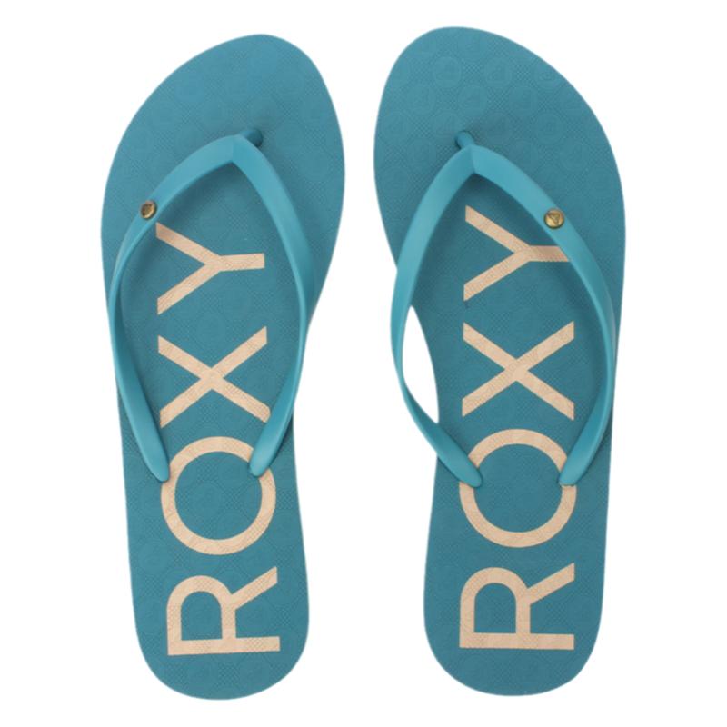 清新蓝调ROXY专柜女士字母平底