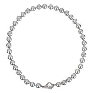 大米饰品】真多麻色银灰珍珠项链法式打结小众毛衣链2023新款爆款