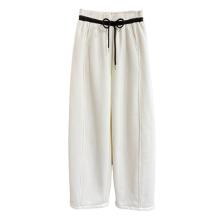 自留款！实力工厂出！加绒松紧腰休闲镰刀卫裤女   M021145~JS