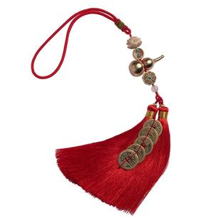 五帝钱葫芦挂件门对门真品铜钱串黄铜车吉祥结流苏挂件饰乔迁礼物