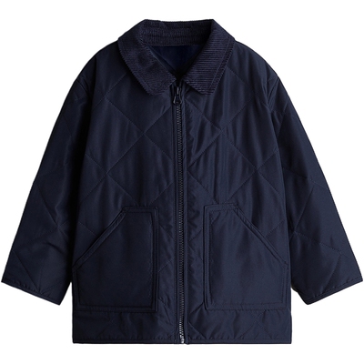 HM童装儿童男童夹克秋季有领绗缝棉服长袖外套1237132