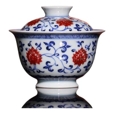 小桥窑青花泡茶壶压手杯茶杯盖碗