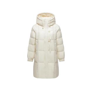 GC真维斯女装2025冬季新款韩版厚款保暖女款中长款白鸭绒羽绒服女