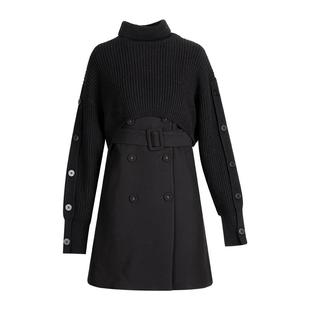 傲丝度冬季套装女高领针织衫披肩时尚韩版背心西装裙气质两件套