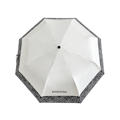 高级感腰果花雨伞女折叠黑胶自动