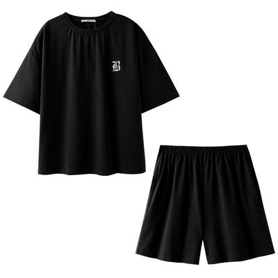 睡衣女夏季纯棉短袖短裤家居服