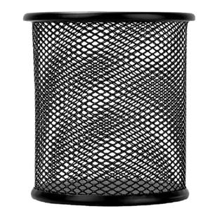 得力金属网格笔筒圆形笔插文具商务笔类收纳简约网纹创意时尚化妆刷收纳筒笔盒大容量多功能简约办公用品