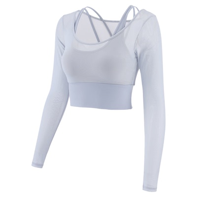 Mitaogirl带胸垫瑜伽服女跑步训练运动长袖秋冬显瘦气质健身上衣