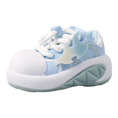 chikoku呲牙鲨厚底面包鞋女趣味大头鞋增高老爹鞋百搭丑萌休闲鞋