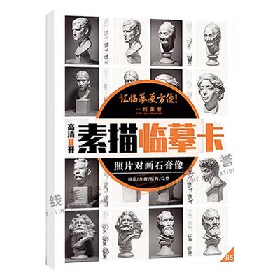 8开素描石膏像临摹卡照片对画临摹步骤照片对应双面印刷素描临摹卡作品素描画册临摹本基础美术书籍国美高考教程素描书入门教材