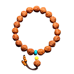 小财神龙纹桃核手串高端文玩桃胡雕刻男士男款桃木手链女款橄榄核