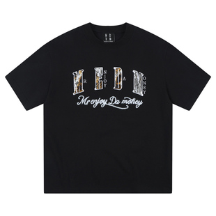 【明星同款】MEDM火烧蕾丝纯色短袖T恤男女夏季美式复古宽松上衣t