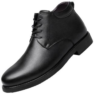 强人3515皮鞋男款冬季保暖毛皮鞋真皮商务正装鞋高帮男士棉鞋防滑