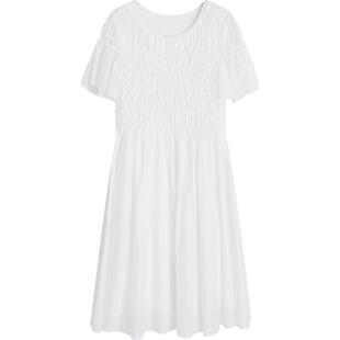 播夏季商场同款A型荷叶袖层次感棱形打揽连衣裙女BDQ2LD1030