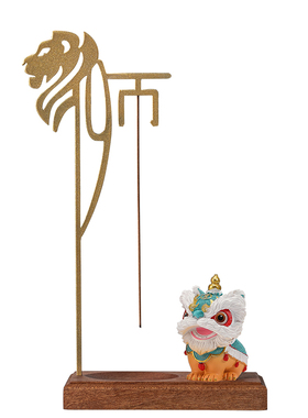 狮来运转线香香插茶室茶桌面摆件