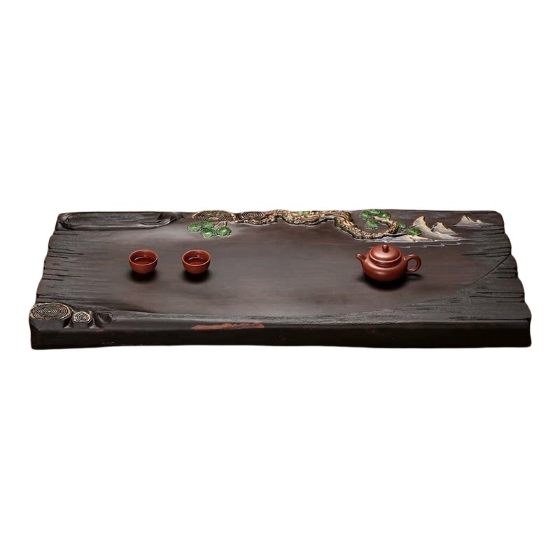 高档黑檀木整块实木排水茶盘