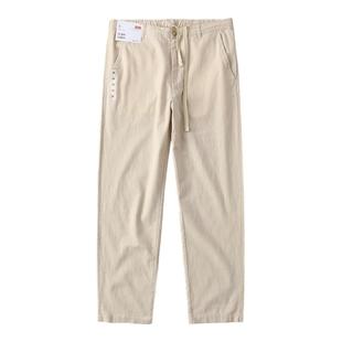 亚麻裤男夏季直筒薄款棉麻裤子外贸原男装长裤男士休闲裤混纺男裤