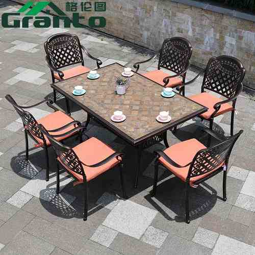 铸铝户外桌椅庭院休闲烧烤桌烤炉露台室外花园凉台阳光房餐台套装