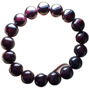 纯天然石榴石手链 大颗粒黑酒红男女士单圈手链饰品8mm散珠10毫米