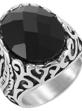 夜曜-镶嵌不掉色拇指哥特戒指男