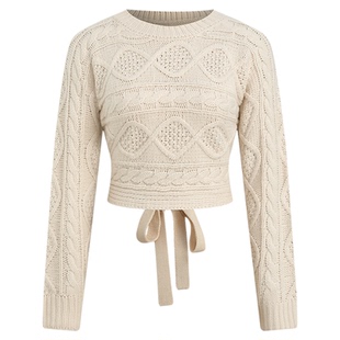 CIDER 毛衣慵懒高级感短款镂空套头长袖上衣114012302