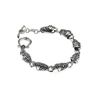 纯银男士手链S925复古泰银斯巴达勇士头盔手环个性百搭链子银饰品