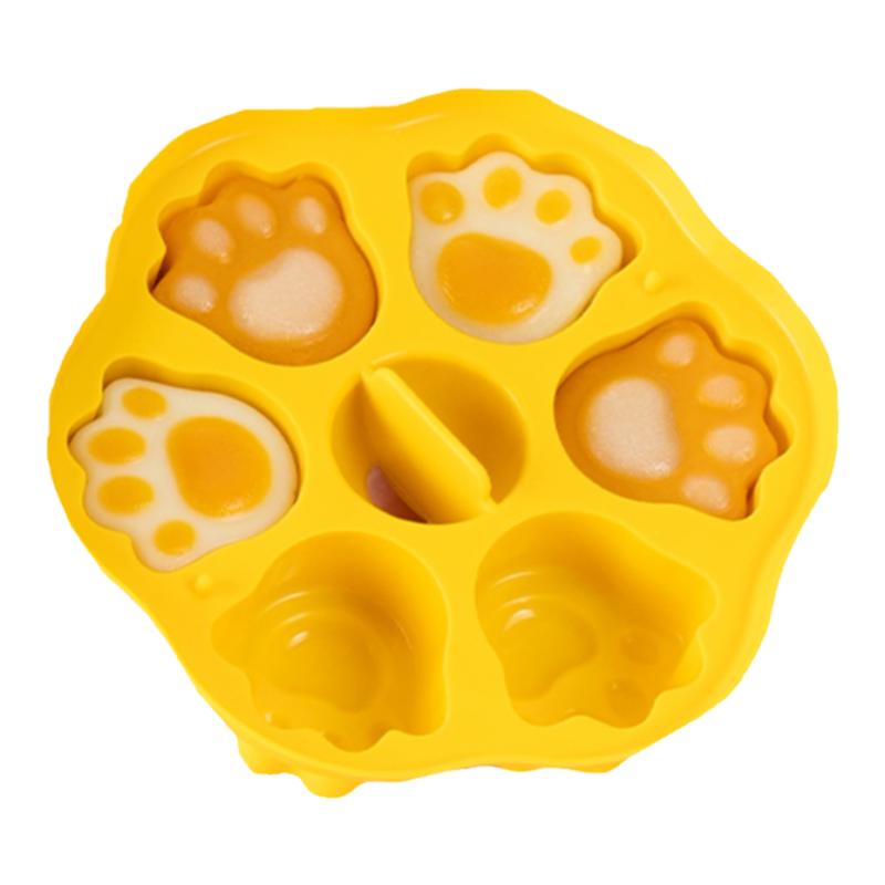 宝宝辅食蒸糕模具婴儿食品级硅胶盒猫爪可蒸煮耐高温烘焙工具磨具