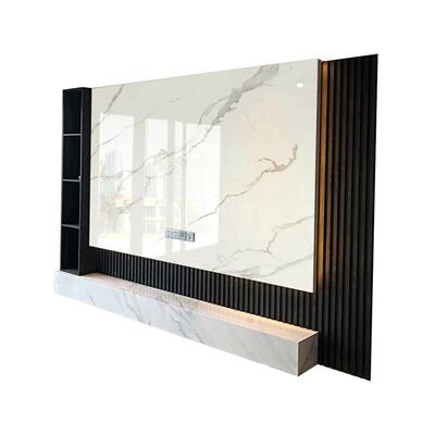 pet木饰面高光背景墙大理石岩板