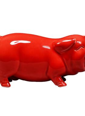 红色猪摆件陶瓷生肖陶瓷猪