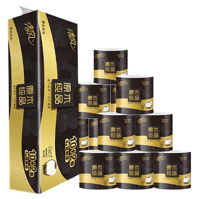 清风有芯卷纸110克12卷黑金卷纸4层