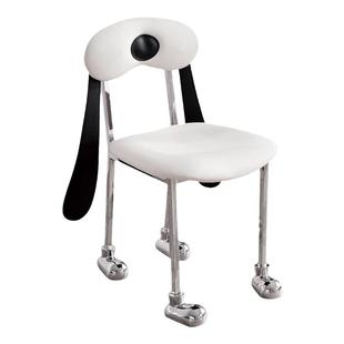 奶油风餐椅中古狗狗靠背椅家用复古卧室化妆凳子可爱卡通餐桌椅子