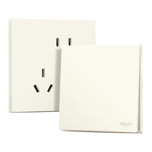 德力西开关插座面板哑光奶油风可可蛋奶春雨墙壁米绒白g12蜜合816