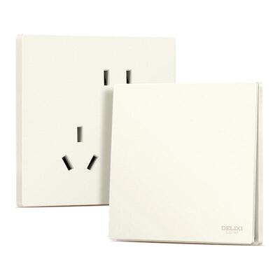 德力西开关插座面板奶油风米绒白