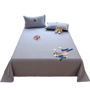 新款全棉磨毛床单秋冬毛巾绣纯棉加厚卡通被单三件套宿舍床品套件