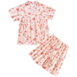 纯棉汗蒸服女款印花可爱儿童短袖汤泉浴服桑拿服足道养生服家居服