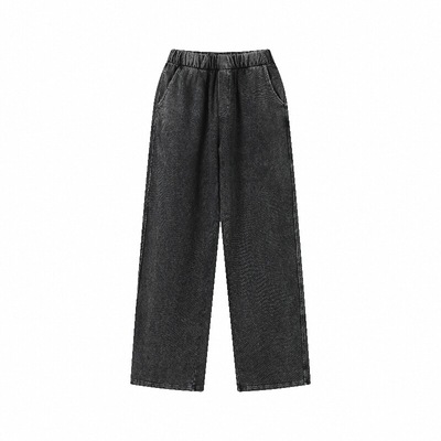 EntryLev水洗长裤成衣染雪花黑