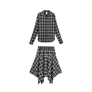 TurnSignal时尚格子衬衫半身裙套装女秋装2025新款休闲百搭两件套