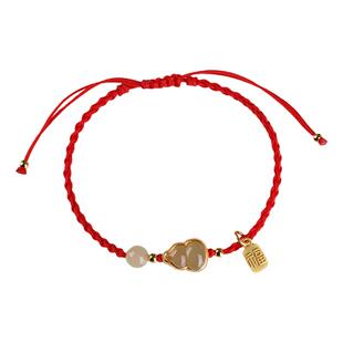 2026马年本命年红绳手链女生和田玉招财转运葫芦红色编织手绳手饰