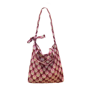 韩系复古大容量单肩托特包秋冬慵懒风百搭单肩帆布包包碎花布袋子