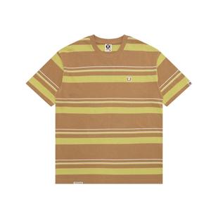 Aape旗舰店男装春夏猿人徽章条纹休闲简约潮流短袖T恤1605XXO