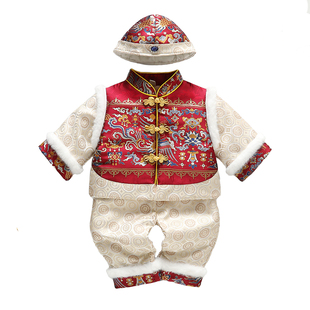 宝宝周岁礼服过年衣服抓周礼服女宝宝冬季新年拜年服唐装冠衣加厚