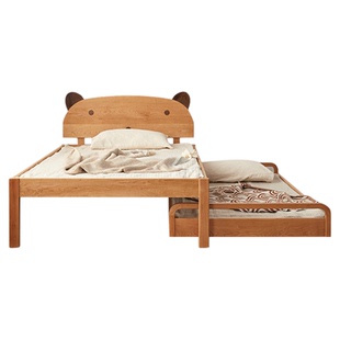 儿童床抽拉床全实木上下双层字母床拖床组合拼接床卡可折叠可移动