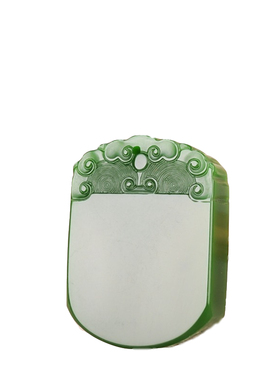 玉石匠和田玉碧玉平安无事牌玉吊坠祥云纹平安牌挂件玉石项链玉坠