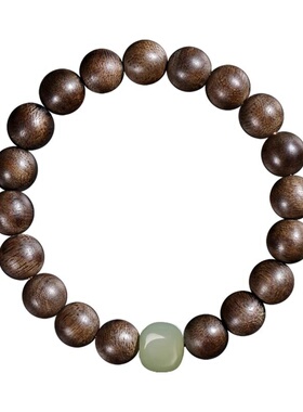 天然越南芽庄奇楠沉香手串保真老料和田玉男女款手链安神助眠送礼