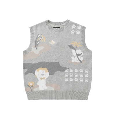 LAMLICKA国潮提花V领针织马甲