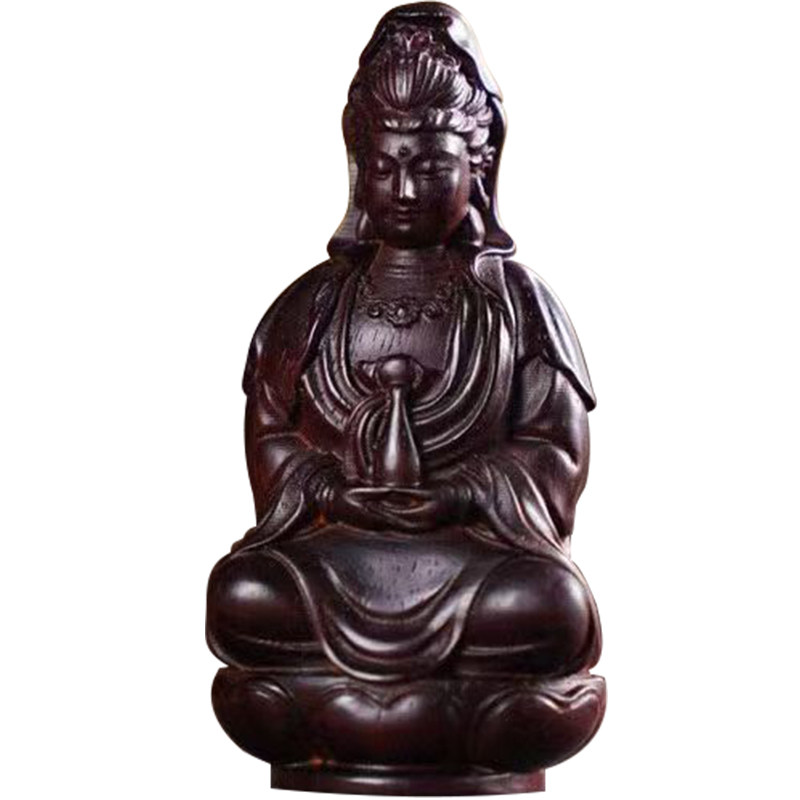 印度小叶紫檀观音木雕佛像摆件