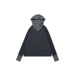 sameuoo散养文化「糯纹」条纹拼接连帽长袖t恤春季打底衫内搭上衣